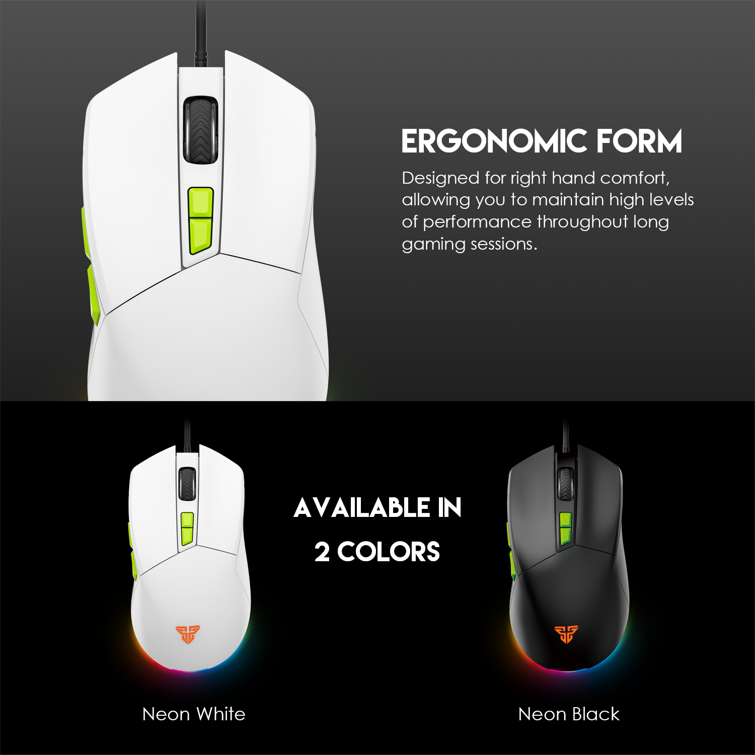 Fantech Phantom II VX6 Neon Macro Gaming Mouse with Ergonomic Design ...
