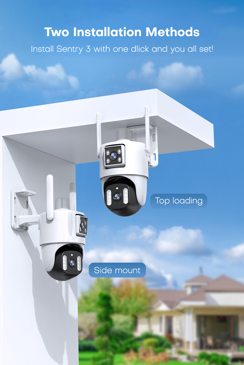 V380 BP3 CCTV Camera Wireless Outdoor 1080P Dual Lens Security IP ...