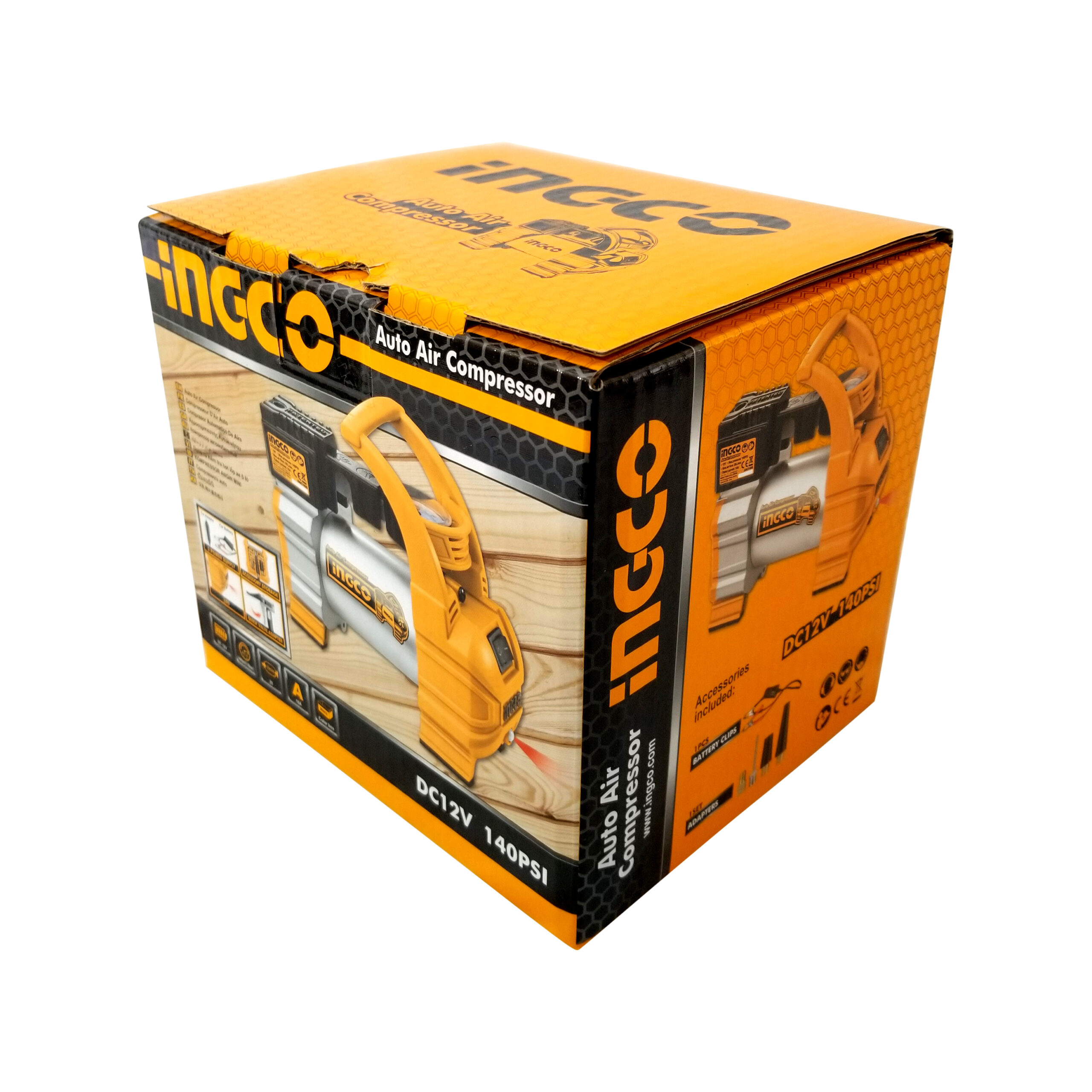 INGCO Auto Air Compressor 10A 12V for Car Tire Inflator with 3meters ...