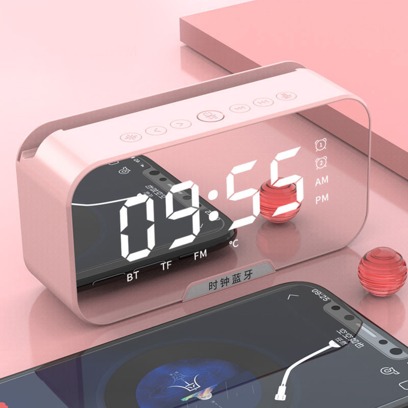 Mobile phone stand mirror clock Bluetooth speaker mini mirror clock ...