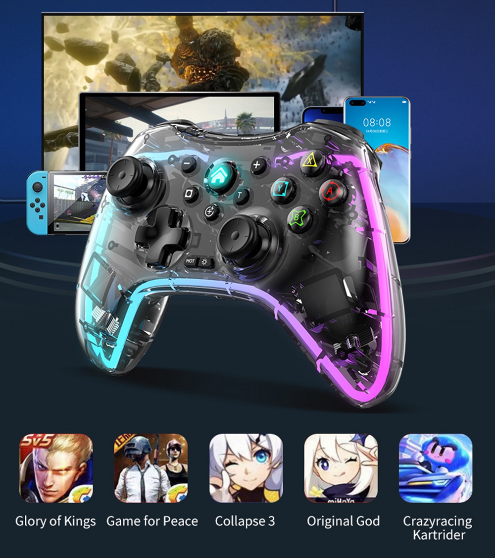 Bsp S03 Rgb Transparent Wireless Game Controller For P4, P3 Switch Pc ...