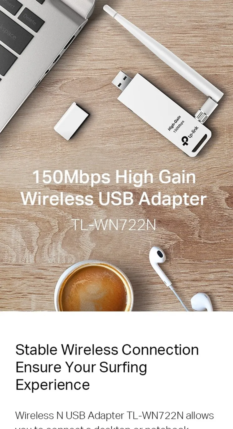 ADAPTADOR USB WIFI TP-LINK 150 MBPS wn722n