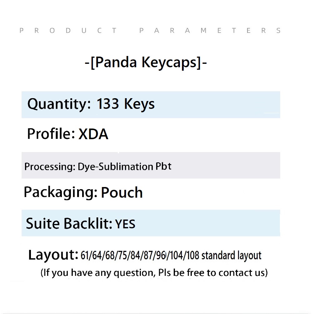 Panda Theme 133 Keys XDA Profile PBT Keycaps fit Gaming Keyboards ...