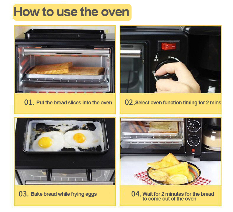 3-in-1 Breakfast Making Machine Household Oven Breakfast Machine ...