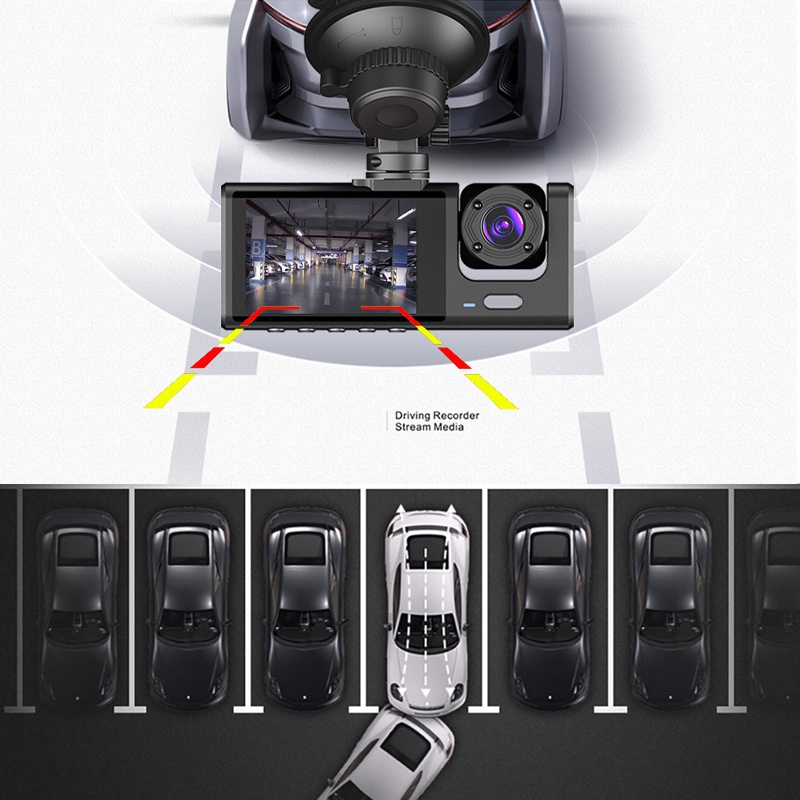 Car Dashcam 3 Camera Dash Cam Car Front And Rear 1080P HD Car View ...