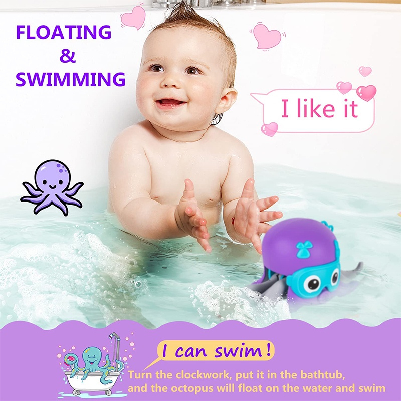 J.C SHOP Clockwork Octopus Infant Baby Cute Cartoon Swimming Bath Toys ...