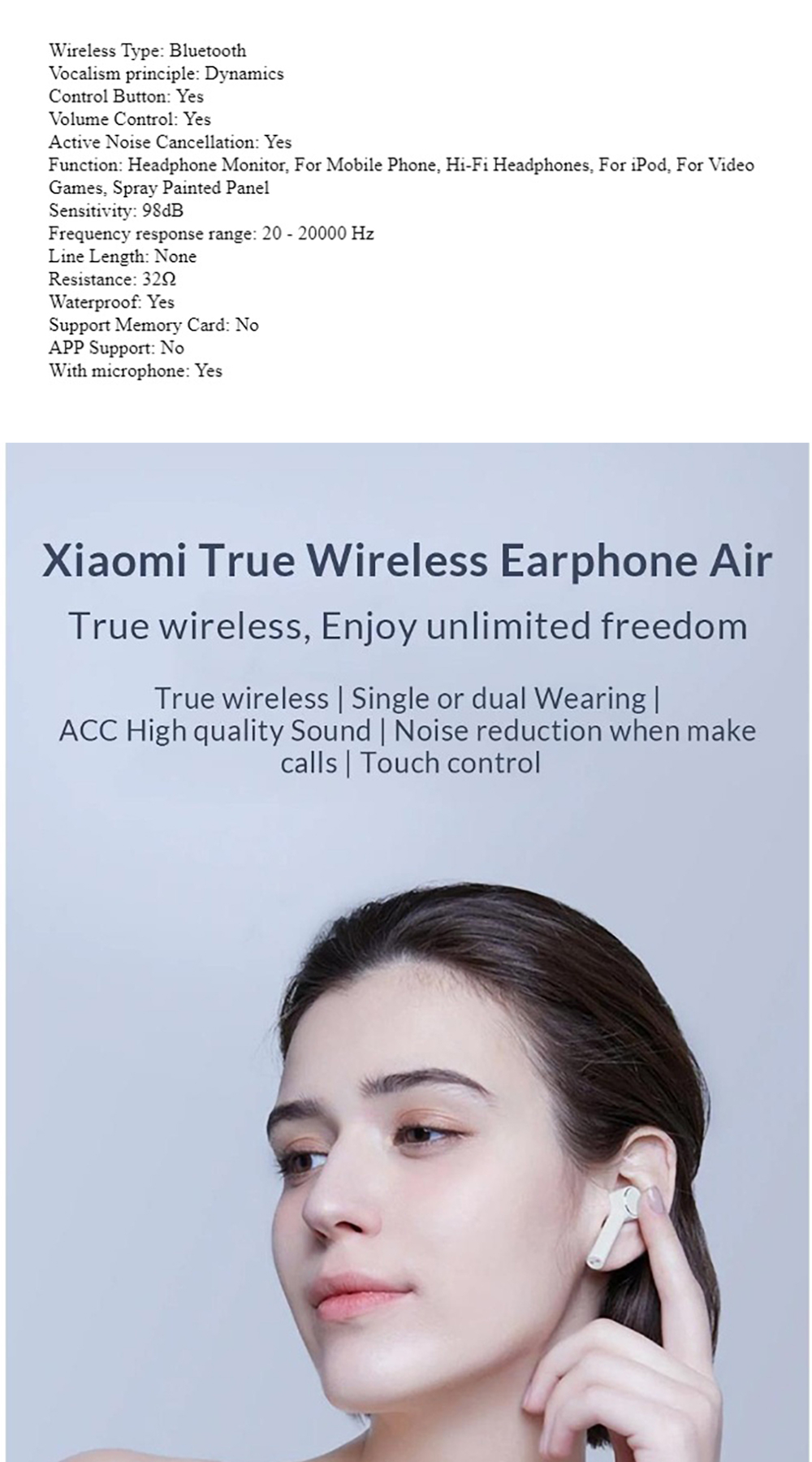 Xiaomi Mi True Bluetooth 4.2 Wireless Earphones w/ Mic Smart Touch ...
