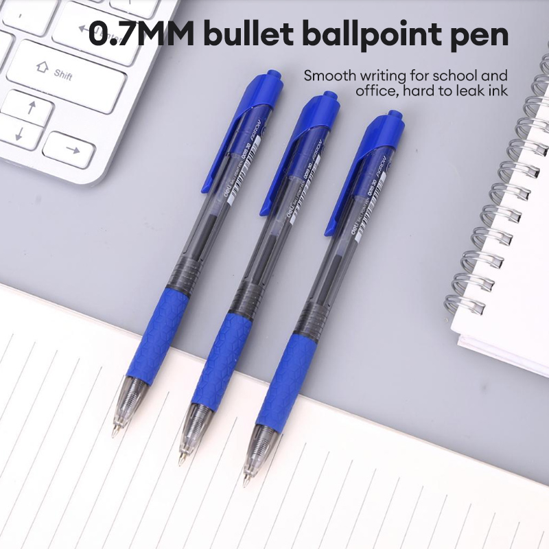 deli-ballpen-0-7mm-black-blue-writing-pen-ballpoint-pen-stationery