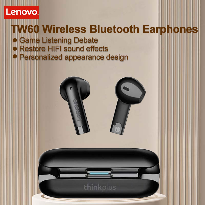 Lenovo TW60 Bluetooth Earphone Wireless Earphone With Mic Dual