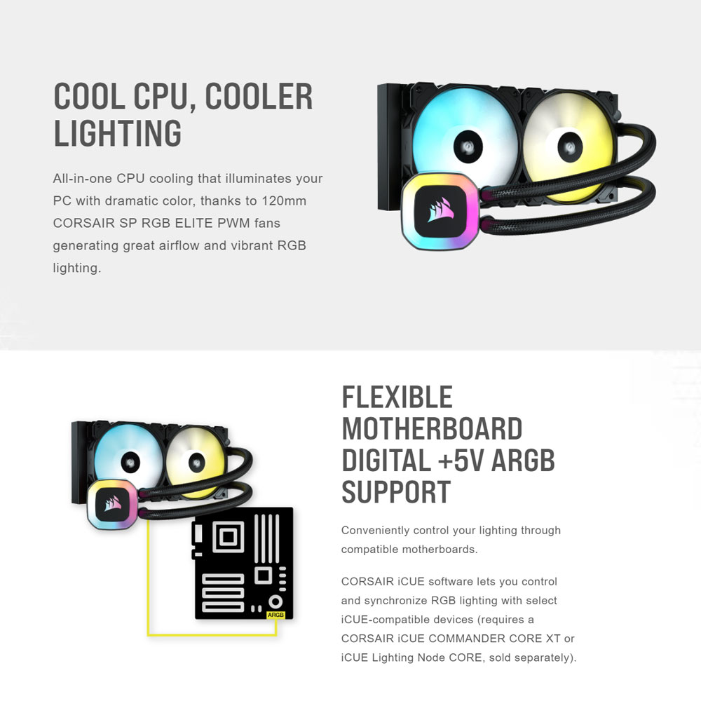 EasyPC| CORSAIR H100 RGB cpu liquid cooler| 240MM RADIATOR (CS-CW