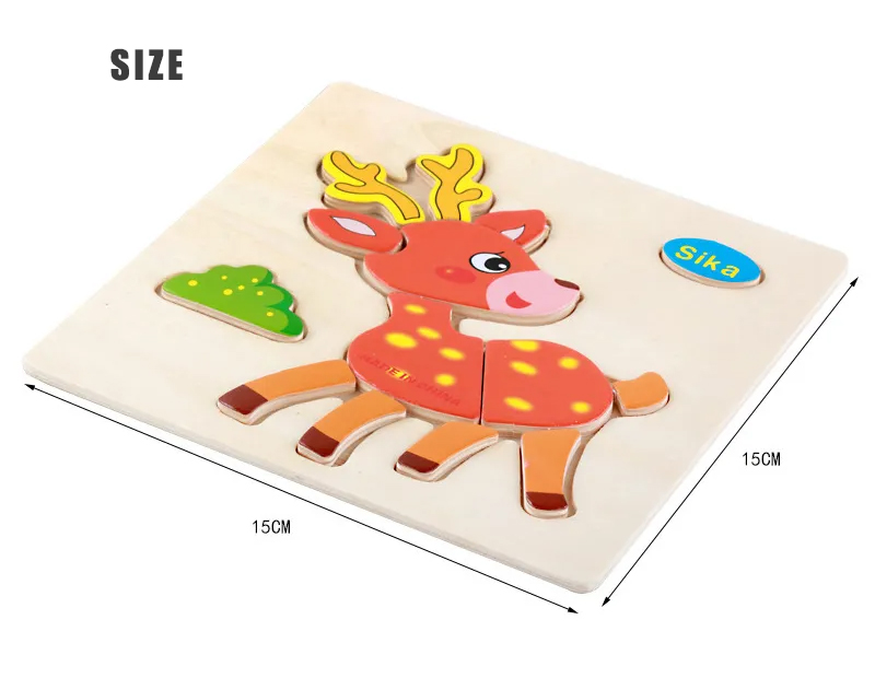 Baby Kids Educational Learning Toy 3D Wooden Puzzle Cartoon Toys ...