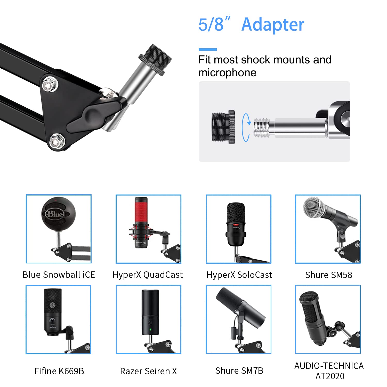 RIXTON Adjustable Microphone Stand / Phone Holder / Mic Filter Shield ...