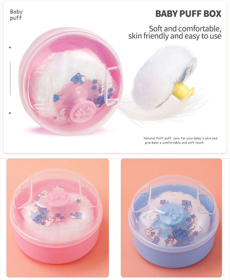 Baby Powder Puff Box Baby Round Puff Talcum Powder Sponge Box Newborn ...