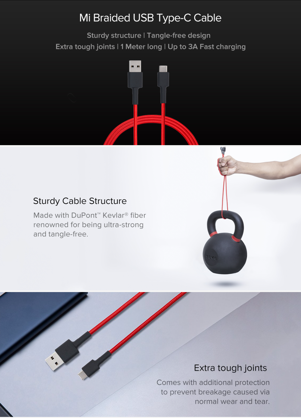 Xiaomi Mi Braided USB Type-C Cable 100cm | Shopee Philippines