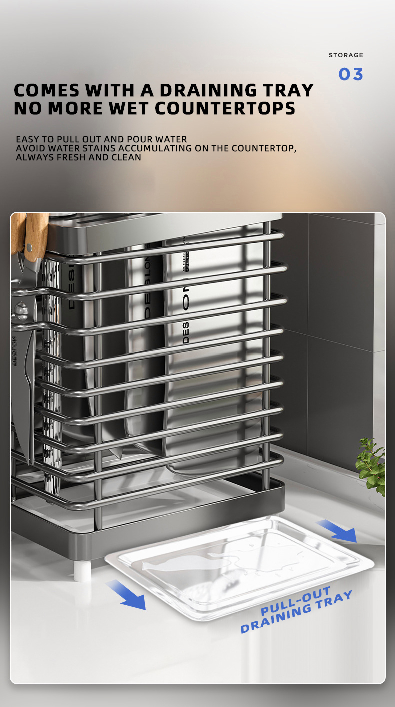 Finelife 304 Stainless Steel Knife Holder Storage Rack Knife Chopsticks ...