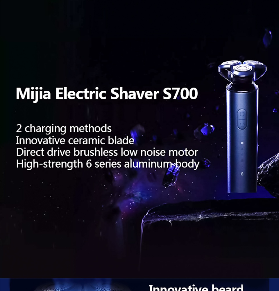 Xiaomi Mijia S700 Electric Shaver Rechargeable IPX7 Waterproof Ceramic ...