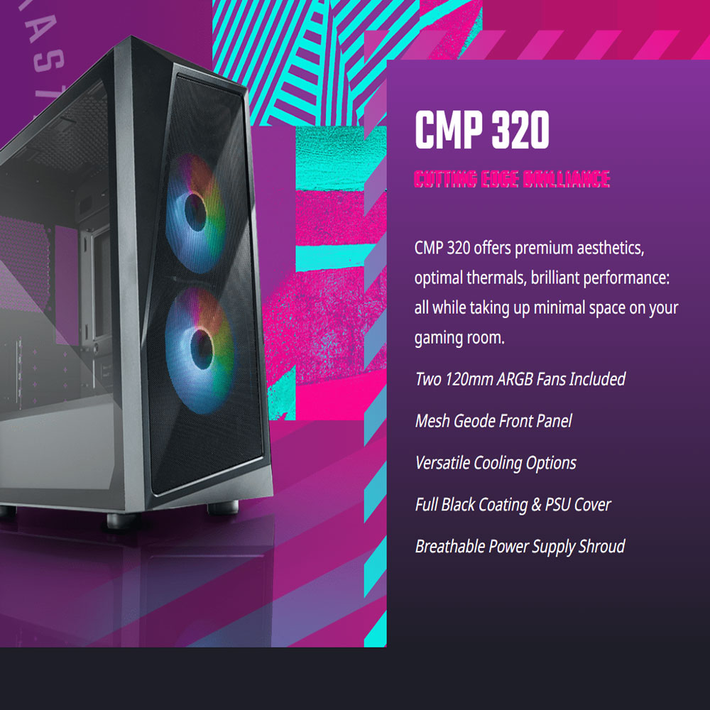 Cooler Master CMP 320 Micro-ATX 120mm ARGB Fans Included Mini Tower ...