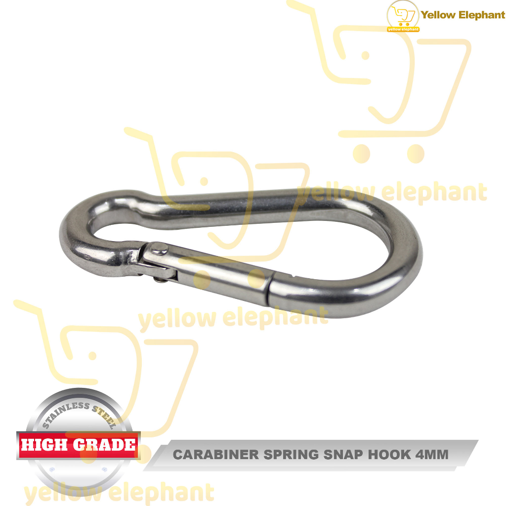Heavy Duty Stainless Steel Carabiner Spring Snap Hook 4mm | Shopee ...