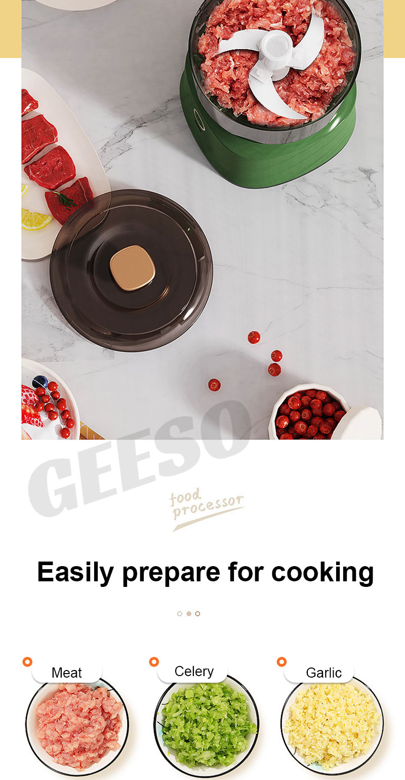 GEESO New Multifunctional Food Processor Cordless Meat Blender Electric ...