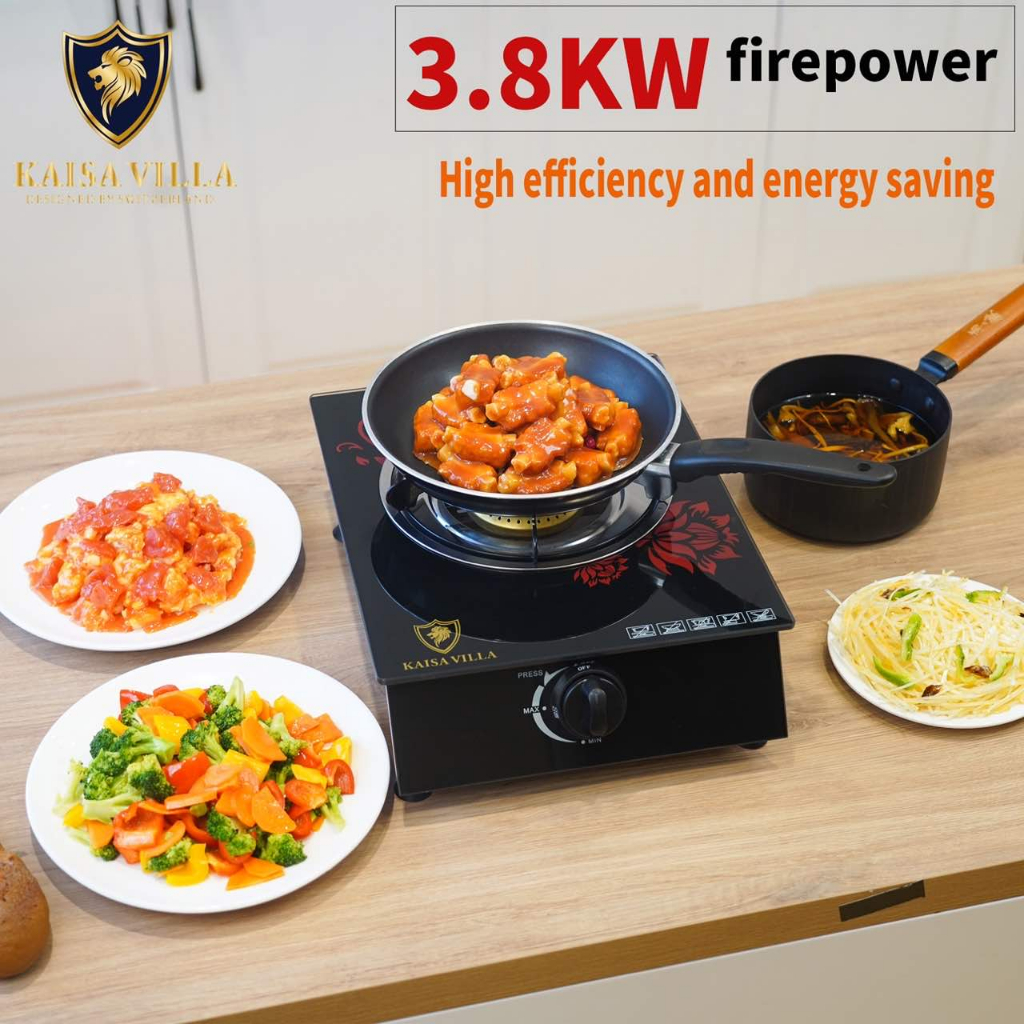 KaisaVilla Single & Double Burner Elegant Tempered Glass Gas Stove ...
