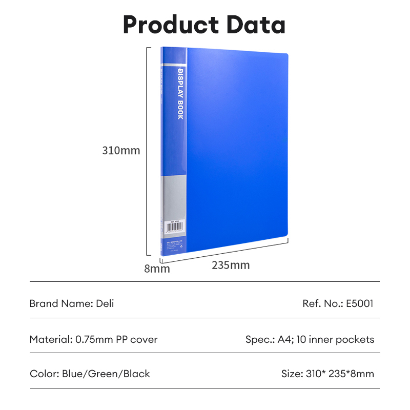 Deli A4 File Folders 10 Pockets Documents Paper Organizers PP Material ...