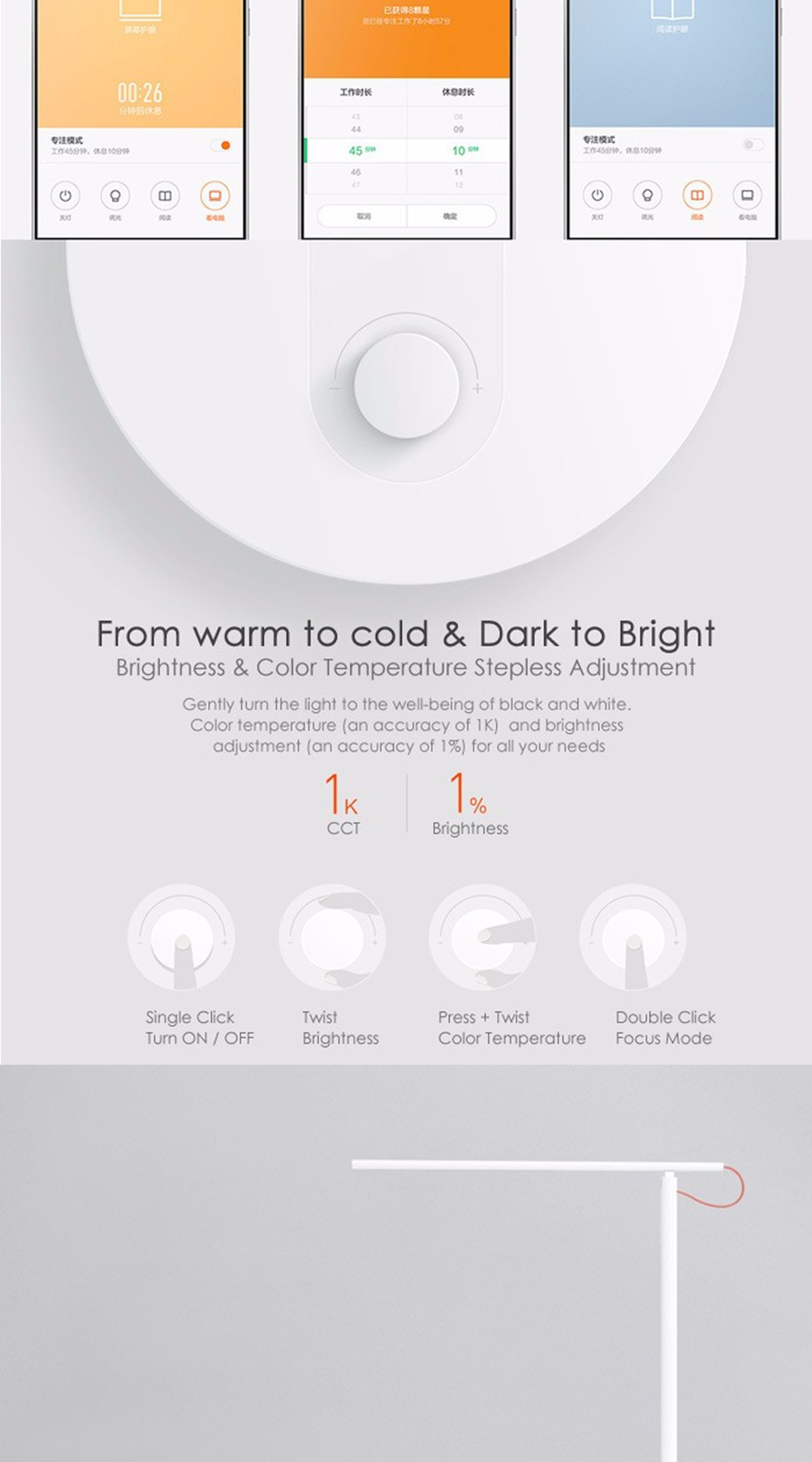 Xiaomi Mi Home 1S Smart LED Desk Lamp with App Remote Control Plus 4 ...