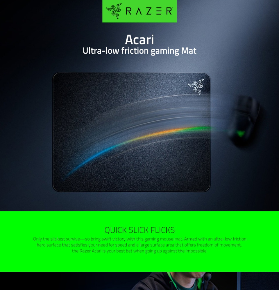 Razer Acari Ultra High-Speed Mouse Mat Ultra-Low Friction Gaming Mat ...