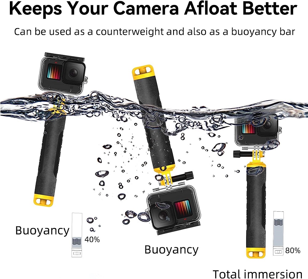 TELESIN Floaty Hand Grip Bobber Handheld Floating Stick Action Cameras ...