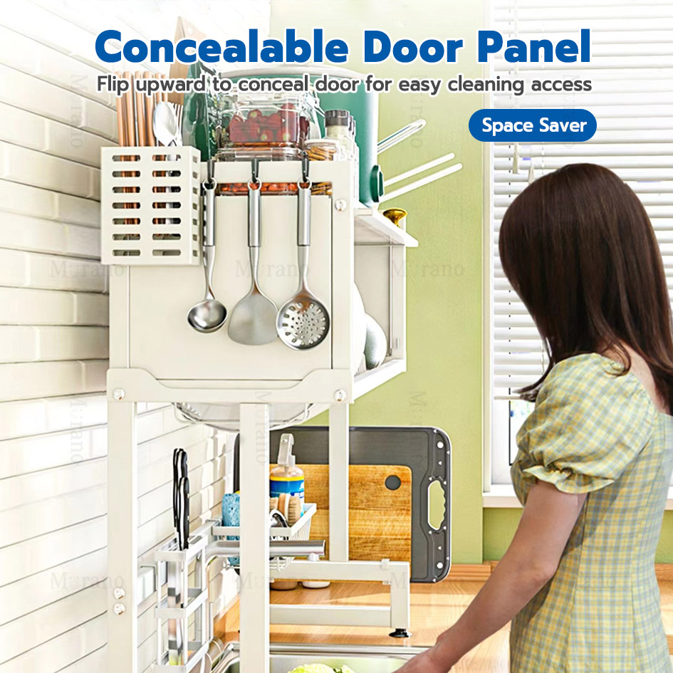 Jiditech Dish Cabinet Rack Over-The-Sink Drainer With Cover Plate ...