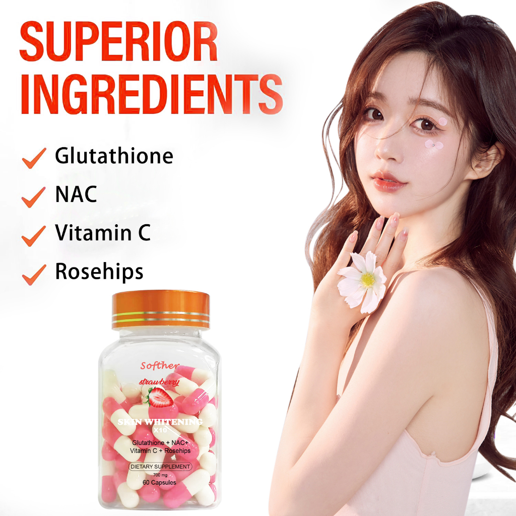 Softher Skin Whitening Capsules Glutathione NAC Vitamin C Capsule Beauty Brighten Supplement Capsule