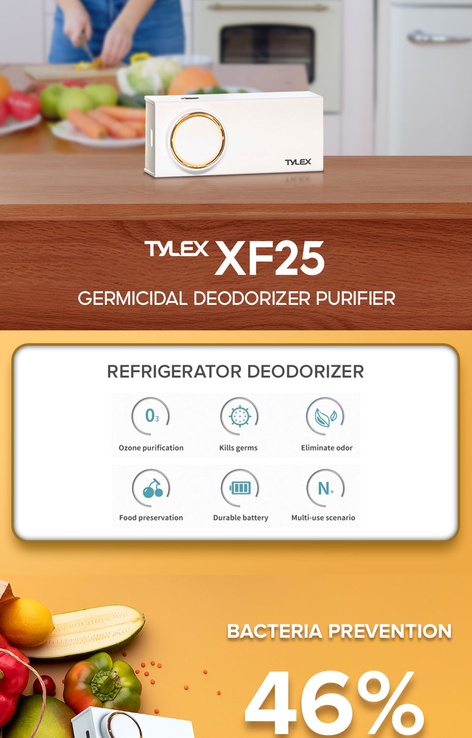 TYLEX XF25 Germicidal Deodorizer Purifier For Food Clothing & Shoebox ...