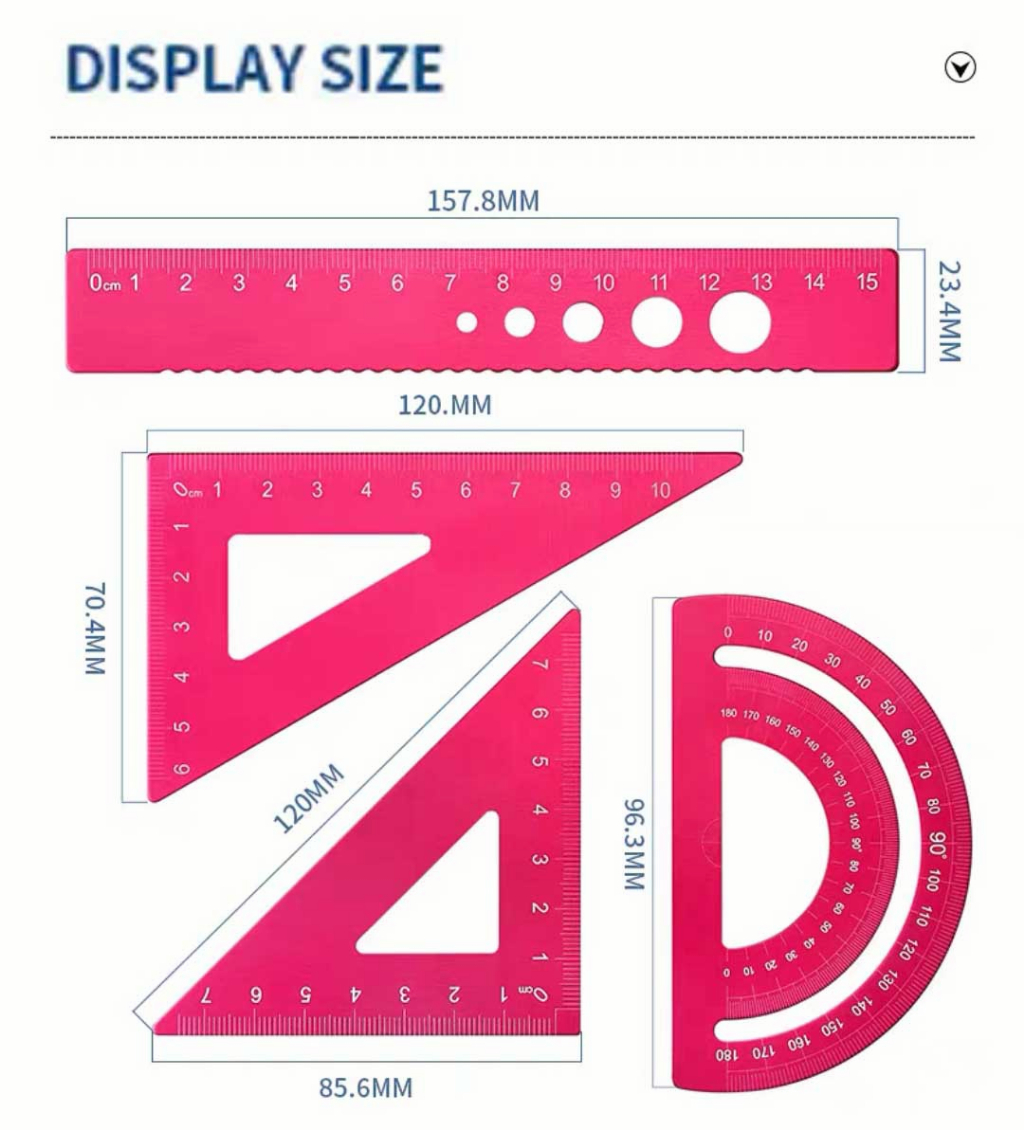 Customized DIY Name Logo 4 in 1 Aluminum Alloy Metal Ruler School ...