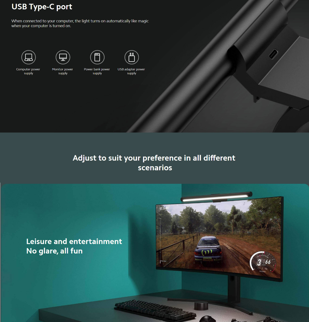 Xiaomi Mi Computer Monitor Light Bar No Screen Reflection Wireless Remote Control Dimmable