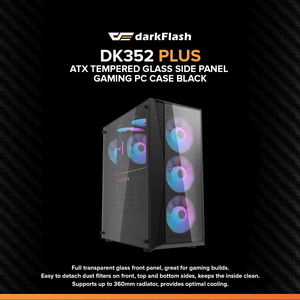 EasyPC| DarkFlash DK352 Mesh/Plus ATX Tempered Glass Side Panel Gaming ...