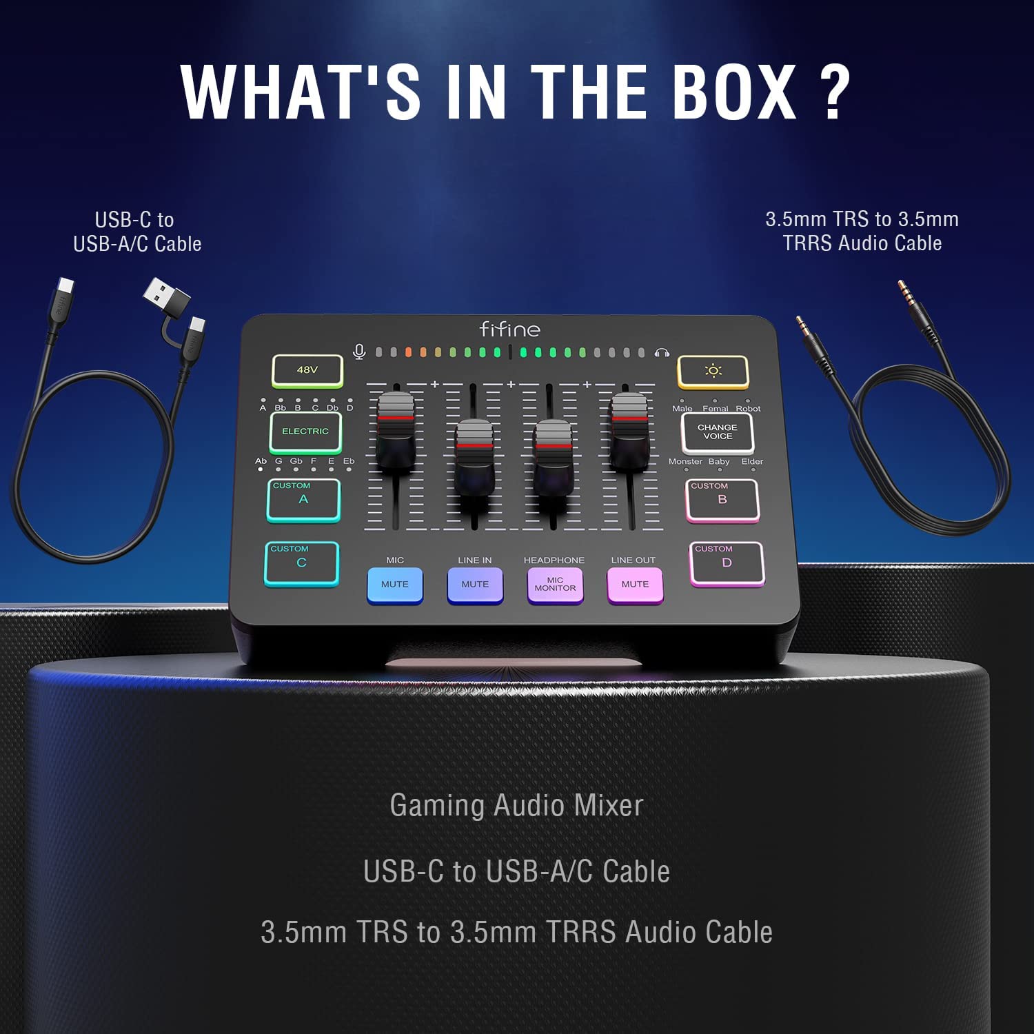 FIFINE AmpliGame SC3 Gaming Audio Mixer, Streaming RGB PC Mixer with