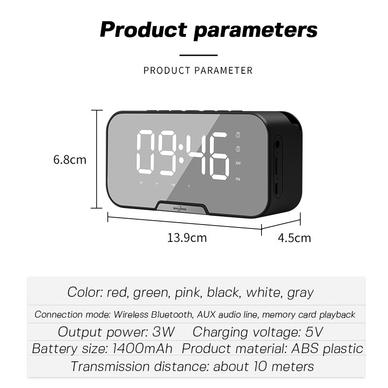 Mobile phone stand mirror clock Bluetooth speaker mini mirror clock ...