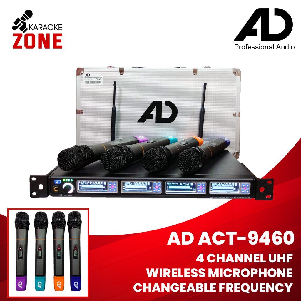 AD ACT 9460 / 4 Wireless Mic / Professional Wireless Microphone System ...