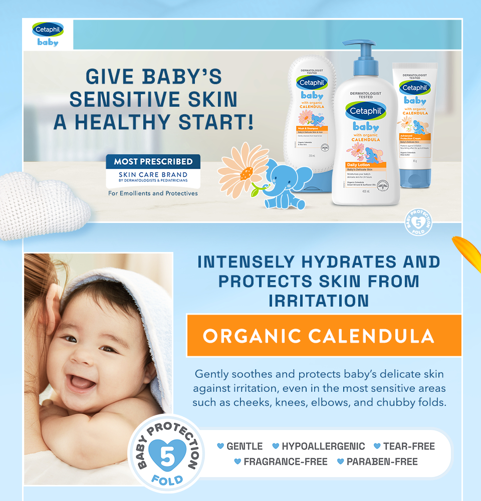 Cetaphil Baby Calendula Trio Set for Newborn [Hypoallergenic][Wash ...