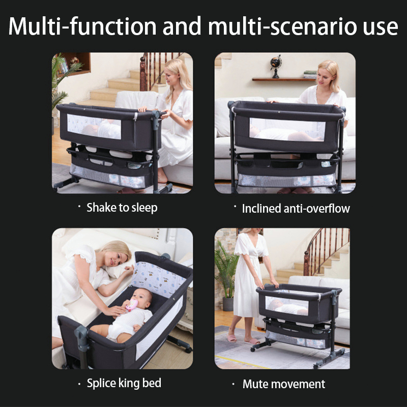 Baby Crib Rocking Bed Portable Bed Side Bed Cot Foldable Bed Liftable ...
