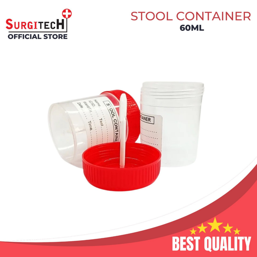Surgitech 10PCS Stool Specimen Container with Label 60ml 10PCS | Shopee ...
