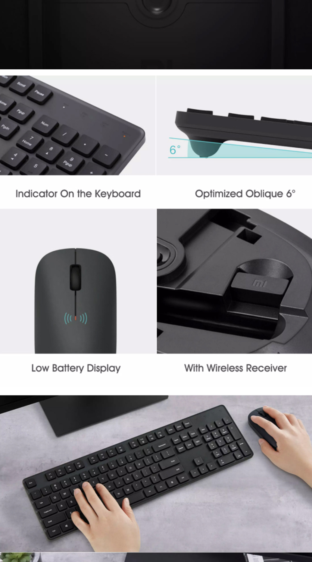 Xiaomi Mi Wireless Keyboard and Mouse Set 2.4GHz 1000DPI Notebook 104 ...