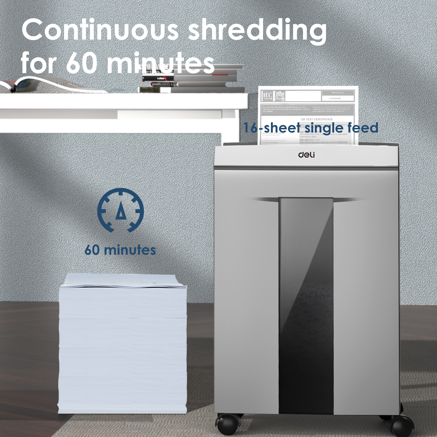 Deli 30L Paper Shredder Automatic Shredding Machine 16 Sheet Capacity ...