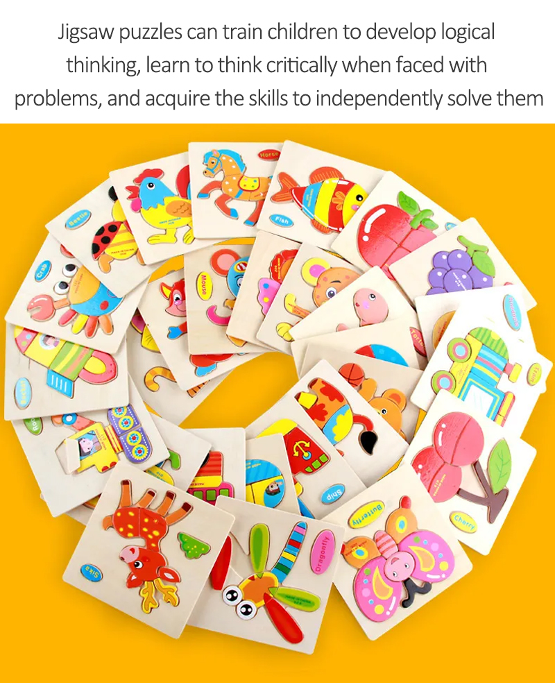 Baby Kids Educational Learning Toy 3D Wooden Puzzle Cartoon Toys ...
