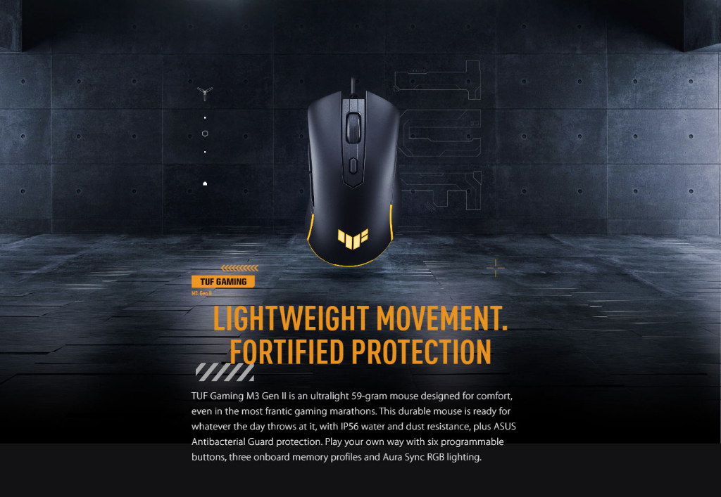 Asus TUF Gaming M3 Gen II 8000 DPI Dust Water Resistance