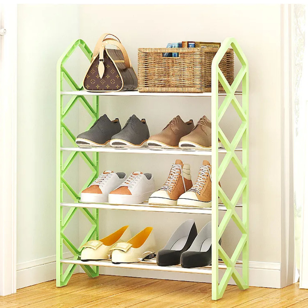 4 Layer Stainless Steel Diamond Shoe Rack Stackable Shoes Organizer ...