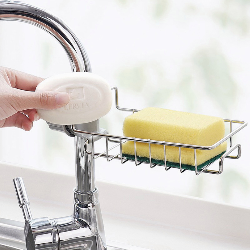 B91 COD Stainless Steel Kitchen Faucet Sponge Drainer Dishcloth Sponge ...