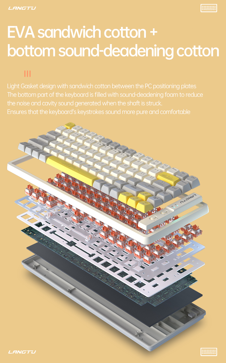 LANGTU GK85 Hotswappable RGB Backlit Gold Switch Mechanical Keyboard ...