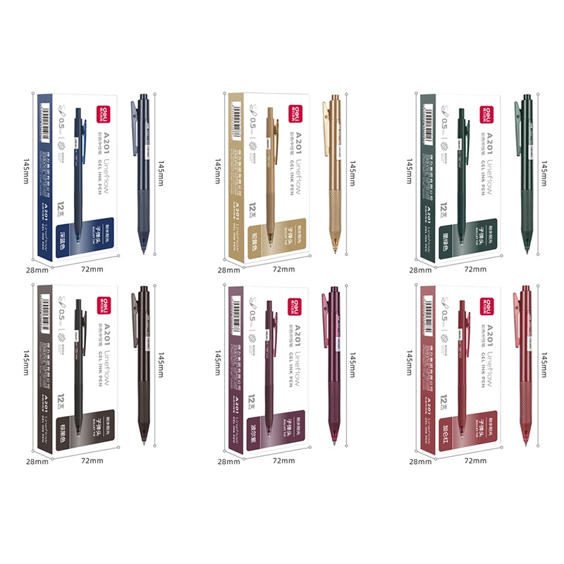 Deli 6 Colors Gel Pen 0.5mm Student Writing Pen Stationery Office ...