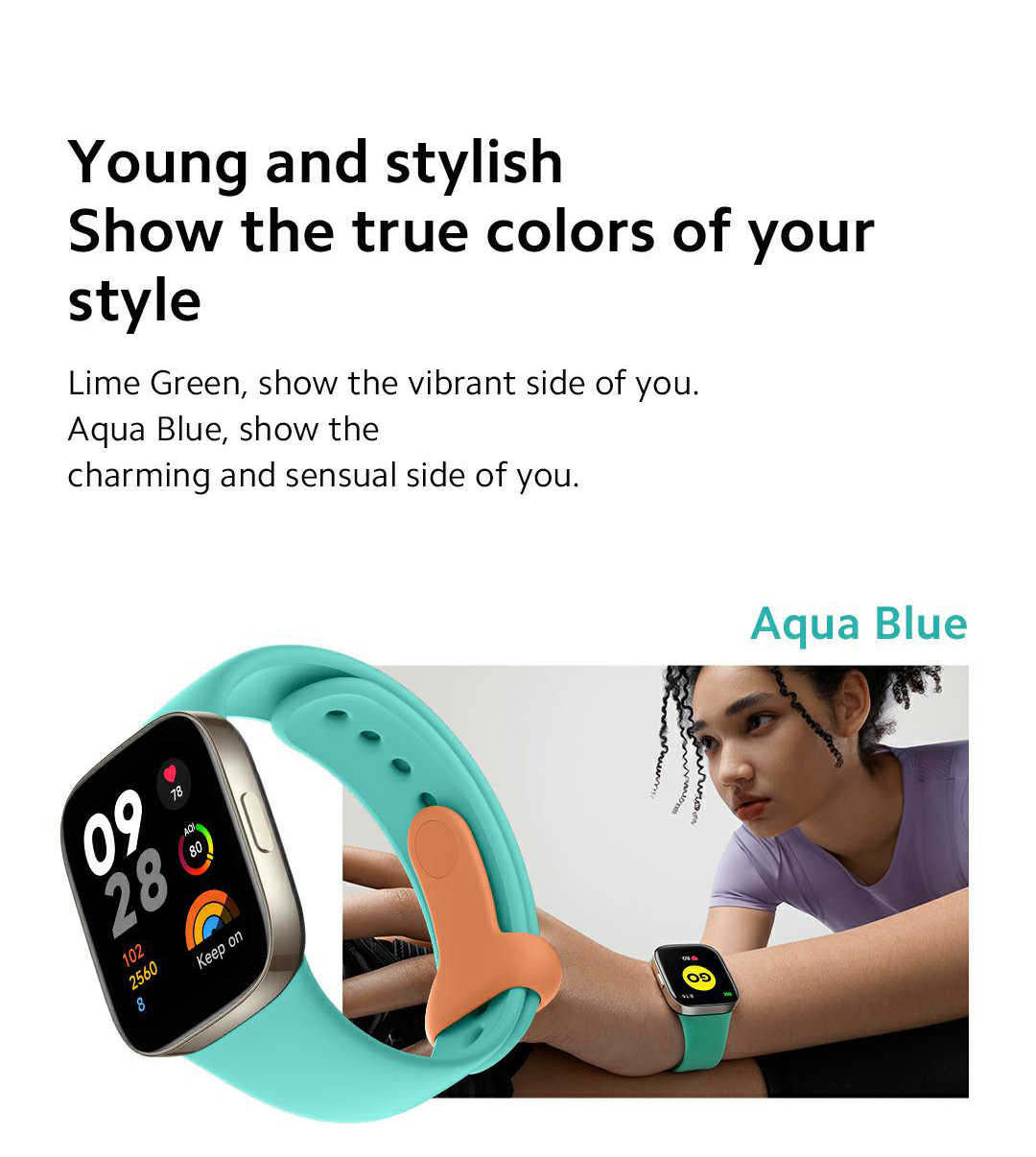 Correa Redmi Watch 3 Silicone Strap Aqua Blue