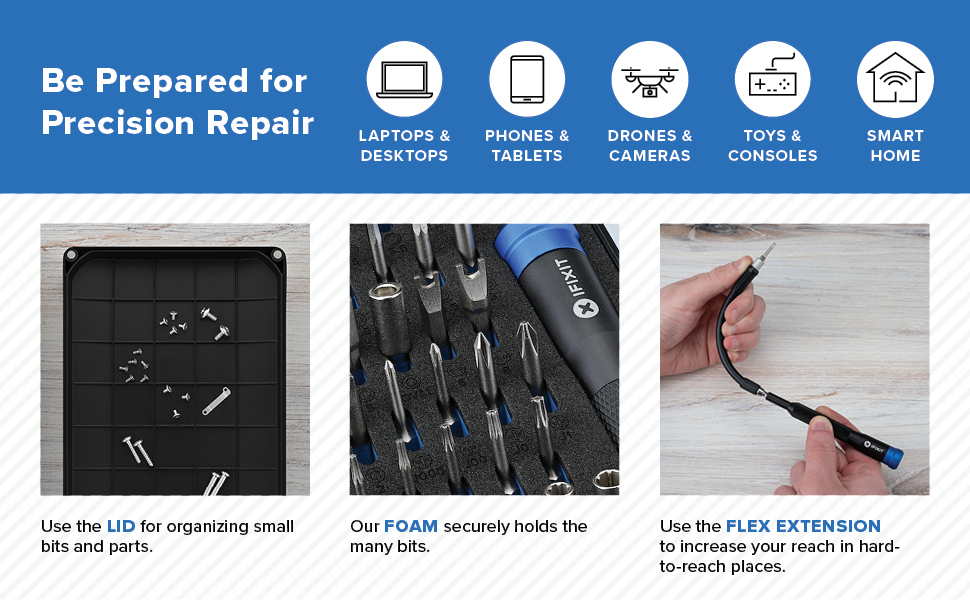 iFixit Mako Precision Driver Bits Set with 64 Screwdriver Bits, 1/4